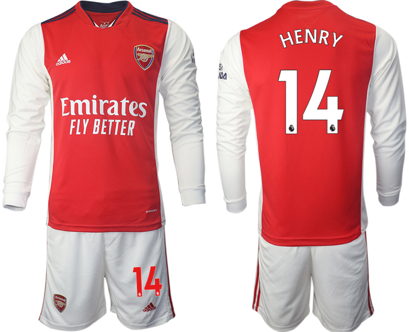 Men 2021-2022 Club Arsenal home red Long Sleeve #14 Soccer Jerseys->arsenal jersey->Soccer Club Jersey